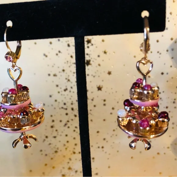 Authentic Betsey Johnson Cupcake Tree Earrings NWT - Picture 4 of 12